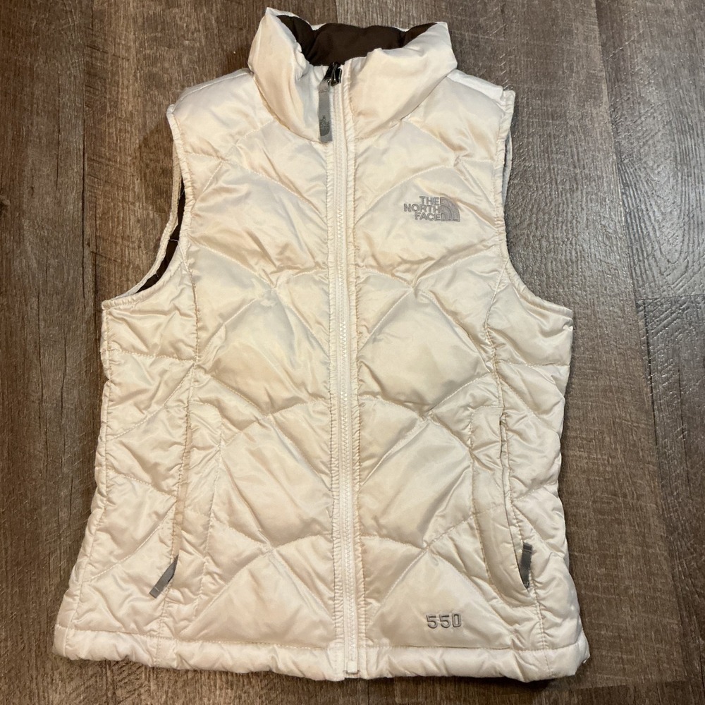 The North Face Kids 550 Fill Down‎ Puffer Vest Cream Zip Up Insulated